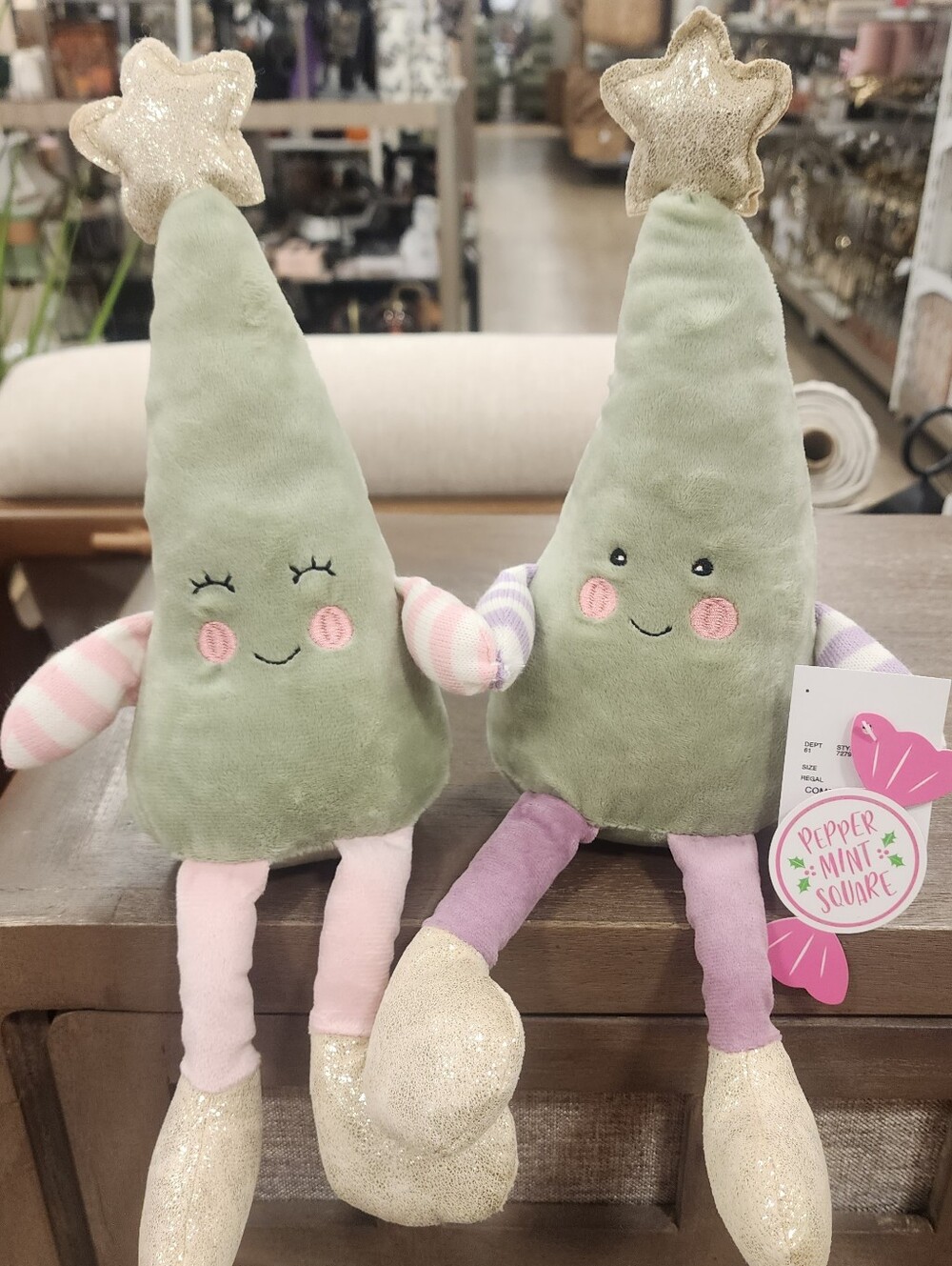 Adorable Plush Christmas Trees Holding Hands Stuffed Animal Decor